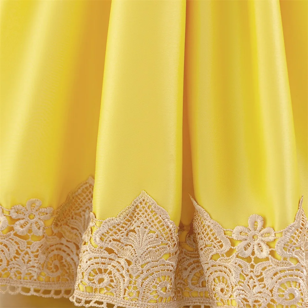 Girl Snow White Princess Dress Kids Frozen Yellow 2pcs Tutu Gown Girls 1st Birthday Party Dresses Children Fashion Sequin Wear