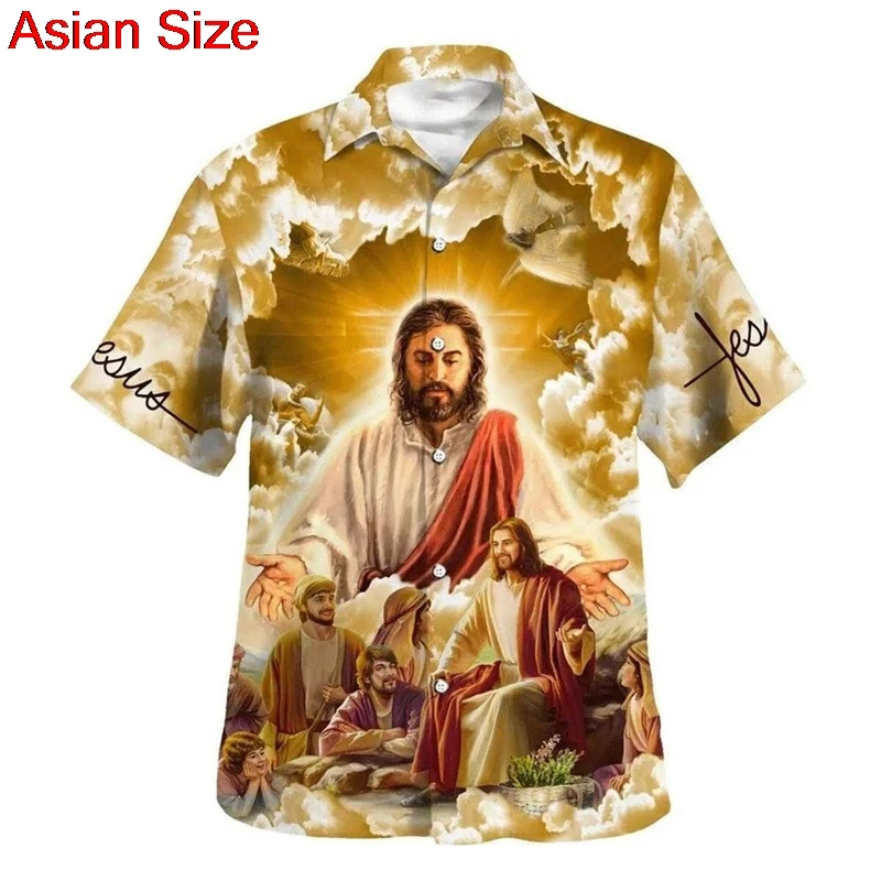 God Jesus 3D Print Shirts Faith Over Fear Jesus Bless All Graphic Short Sleeve Shirts Casual Mens Clothing Women Shirts Blouses