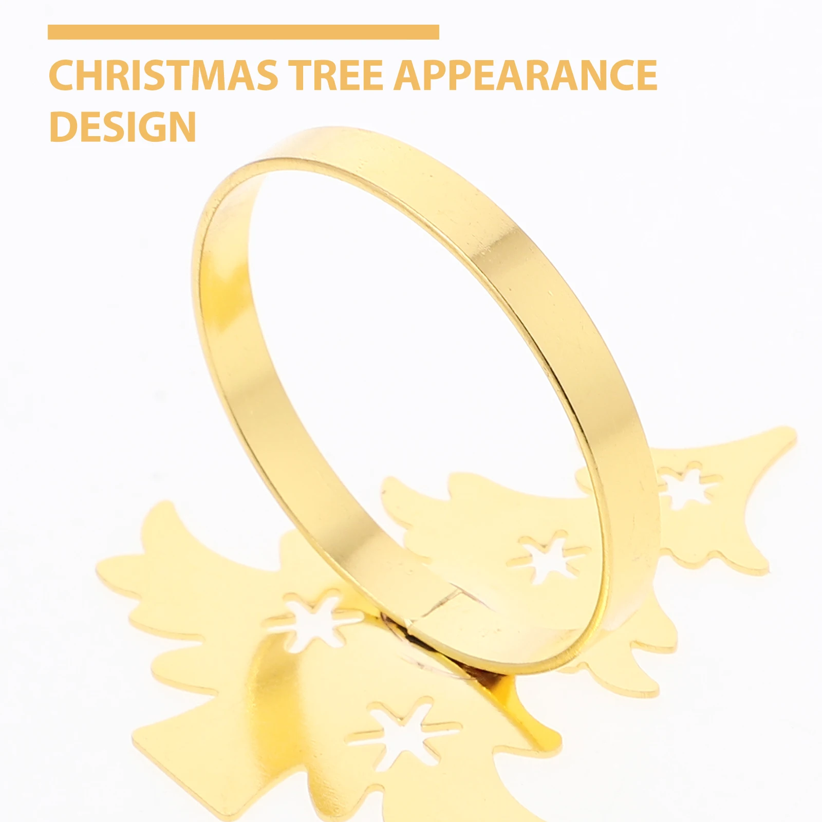 

6pcs Christmas Napkin Rings Stainless Steel Xmas Tree Design Holiday Party Table Decorations Wedding Home Festival Dinner