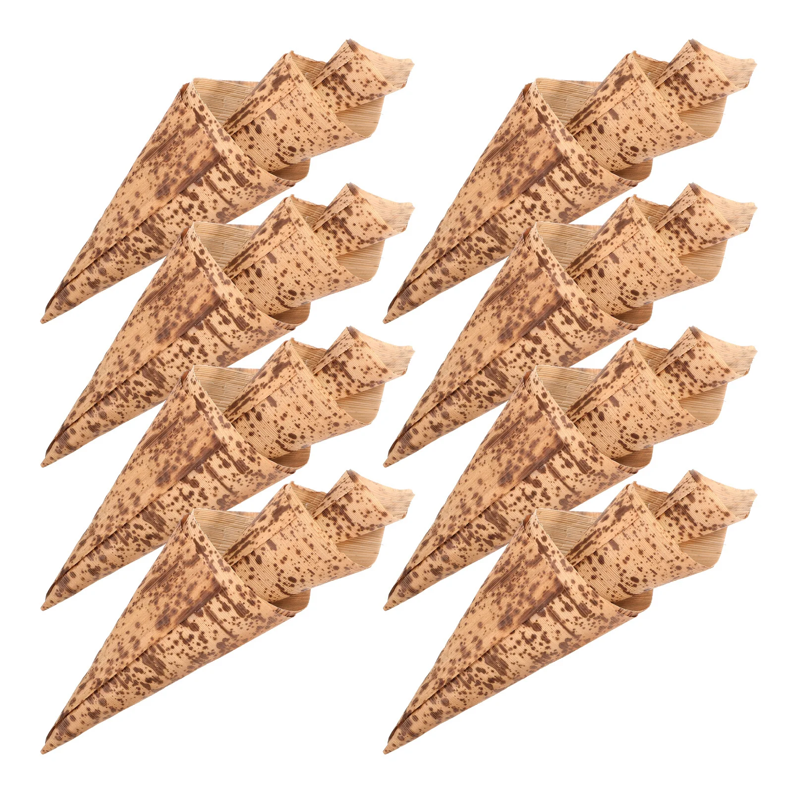 

30Pcs Bamboo Cone Ice Cream Holder Disposable Serving Tray Snack Bowls Multi-Purpose Appetizer Fruit Salad Containers
