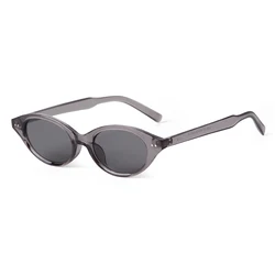Gray Narrow Cat Eye Women Sunglasses Brand Designer Men Sun Glasses Cateye Rivets Frame Shades Eyewear Female UV Oculos De Sol