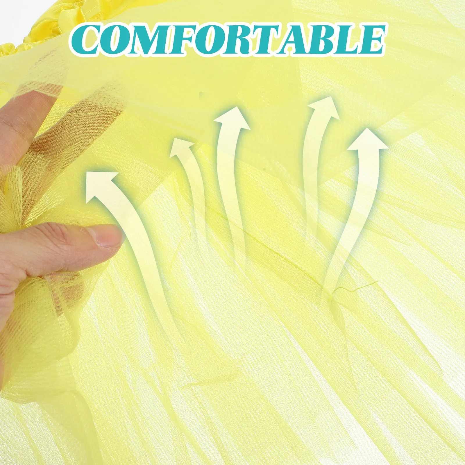 

Colorful Baby Tutu Skirt Yellow Elastic Wide Waistband Photography Dress Mini Flower Headband Soft Lightweight Girls Tulle Skirt