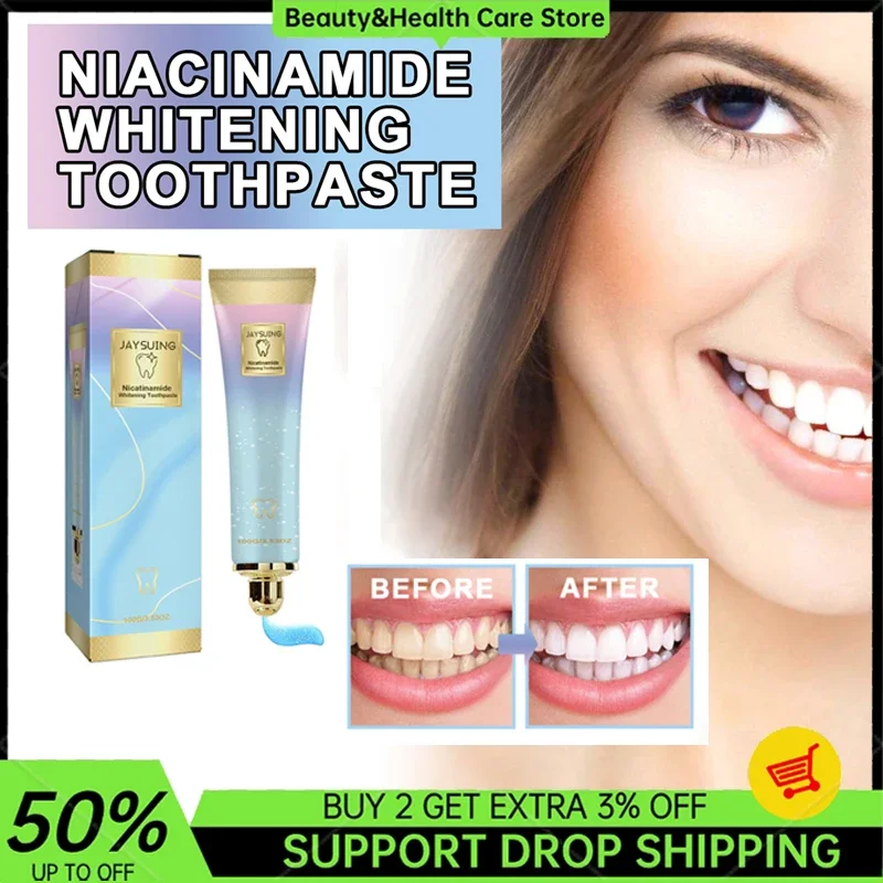 

Ниацинамидная отбеливающая зубная паста, свежее дыхание, предотвращение запаха рта, удаление пятен налета, отбеливание зубов, чистка, уход за полостью рта, 100 г