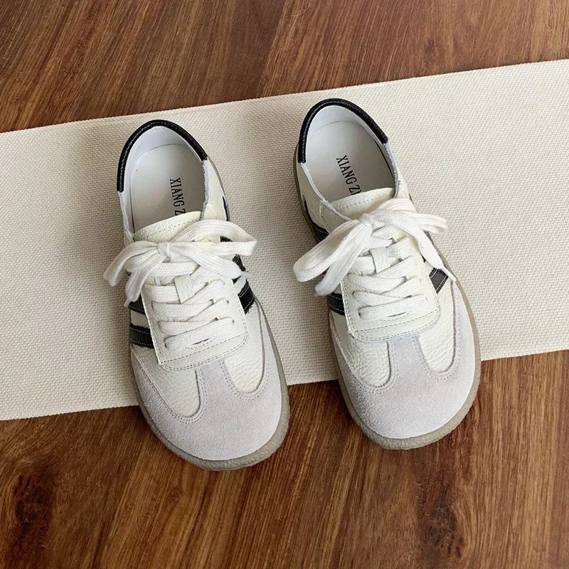Leather cowhide German training shoes women's college style casual shoes 2025 new soft-soled casual flat-soled sports shoes image 2
