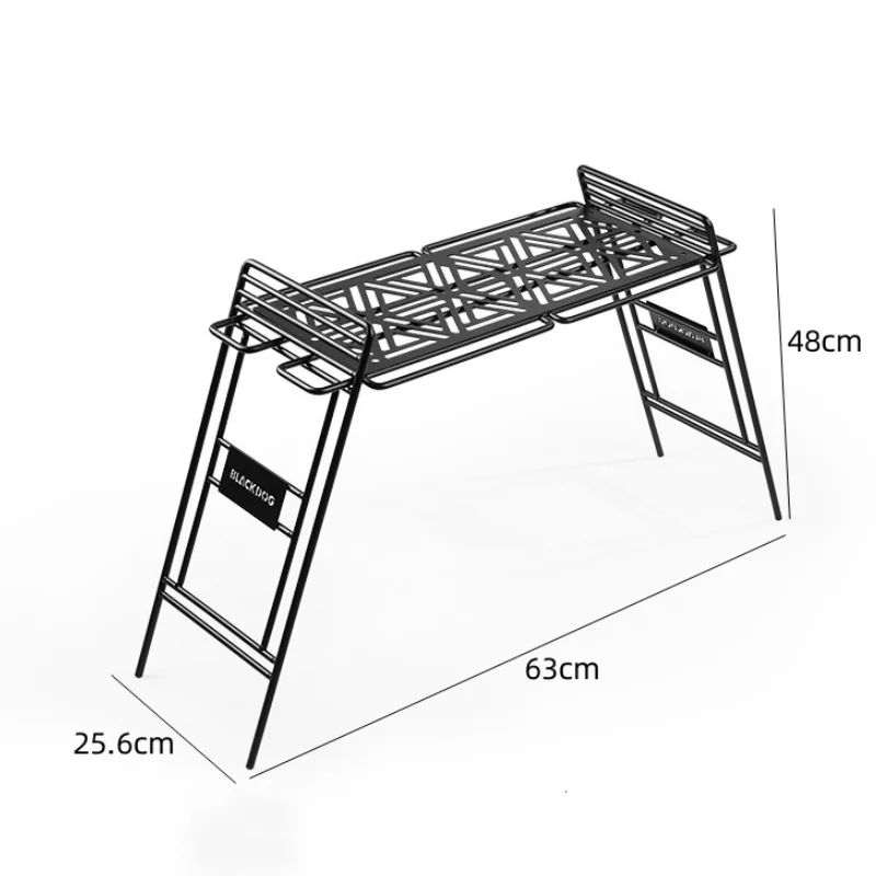 Camping Stainless Steel Rack Portable Folding Table Lightweight Outdoor Furniture Barbecue Picnic Desk Foldable BBQ Storage Rack