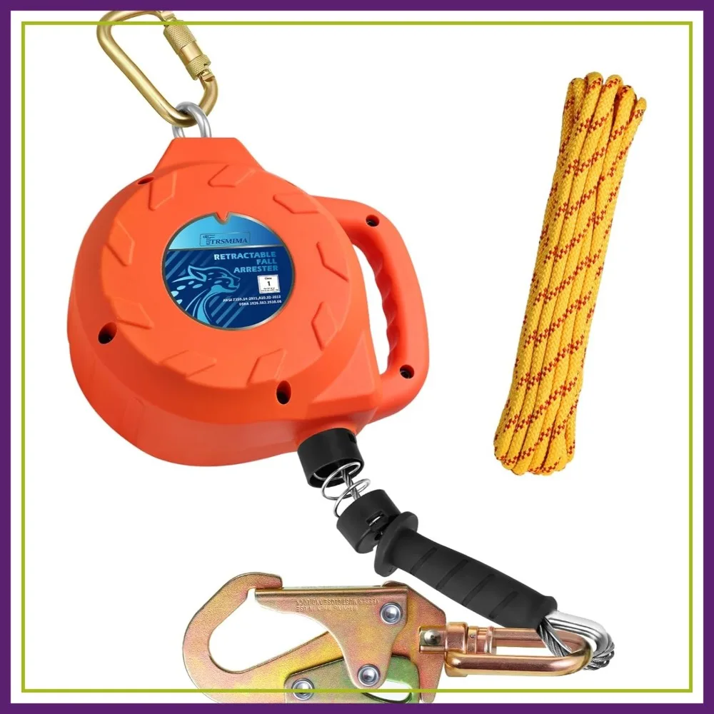 

20ft Self-Retracting Fall Arrest Lanyard Galvanized Steel Cable Swivel Top