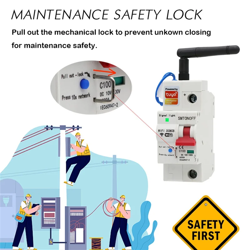 SQPP-Tuya スマートライフ Wifi DC スマートサーキットブレーカー 12V 24V 48V 過負荷短絡保護 Alexa Google ホーム用