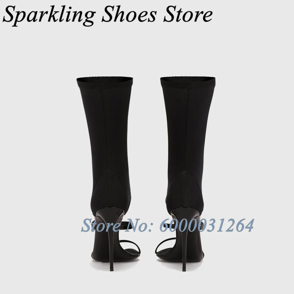 فاخر أسود مزدوج Strappy عالية الكعب متماسكة جورب الكعب الصنادل المفتوحة تو خنجر المرأة أحذية مثيرة 2026 الربيع الصيف تتجه #4