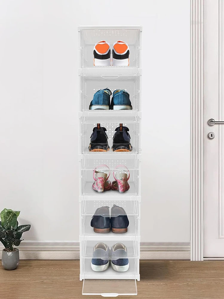 

Stackable Shoe Racks 3/6 Layer Plastic Transparent Sneaker Storage Box Living Room Shoe Cabinet Furniture Shoes Organizer Rack