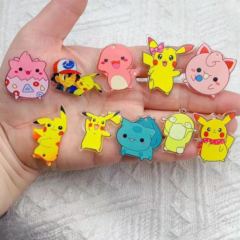 10pcs Kawaii Anime Frog Fire Dinosaur Acrylic Charms For Earring Keychain Making Findings Cute Airpods Key Pendant Diy Jewelry