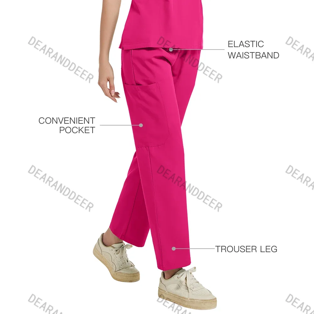 Multi-color matte nurse uniform short-sleeved shirt + pants, women's beauty salon pet store doctor medical surgical work suit