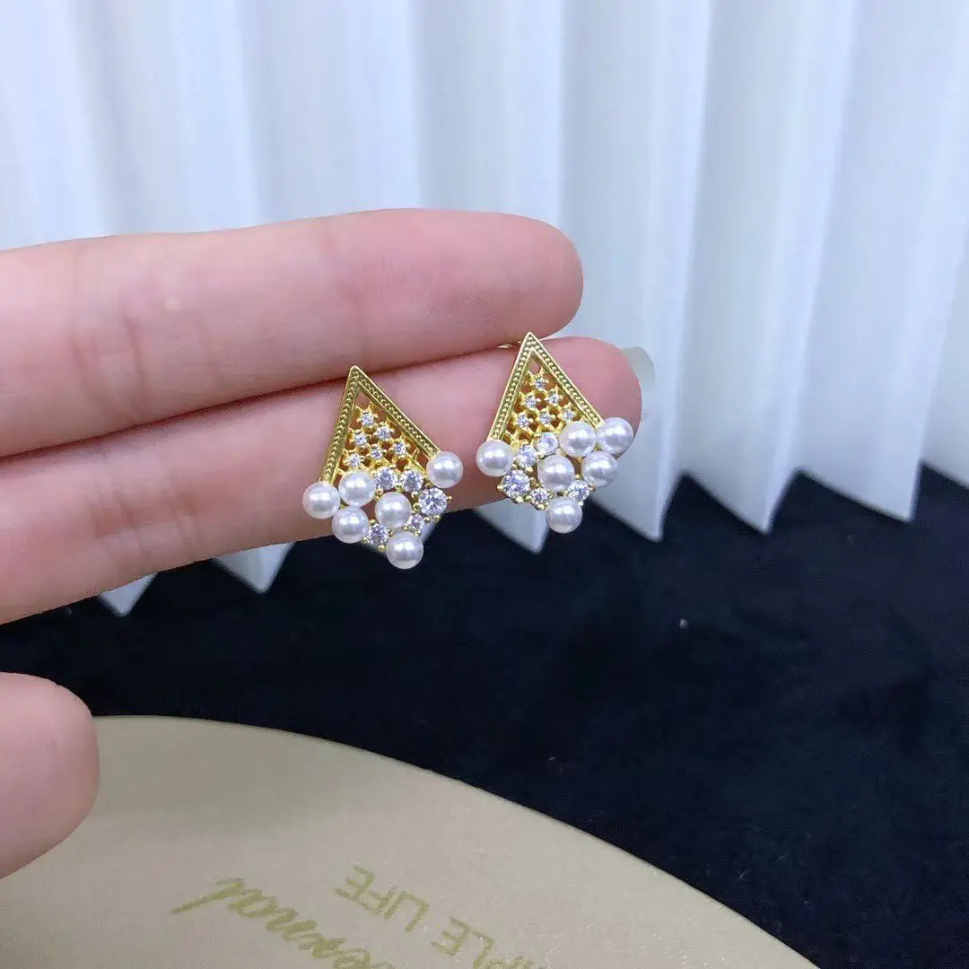 

Оптовая продажа, серьги из стерлингового серебра S925, фурнитура для крепления, базовые монтажные детали, аксессуар для жемчуга 4-5 мм, 5 пар/лот