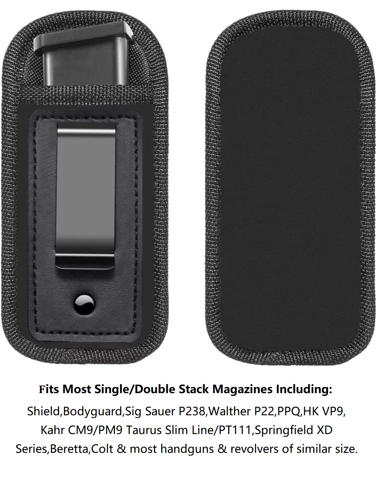 Magazine Pouch Holster Mag Holder Belt Clip for 9mm .40mm Pistol Glock 19 21 22 23 Ruger SR40 Full size XD Beretta