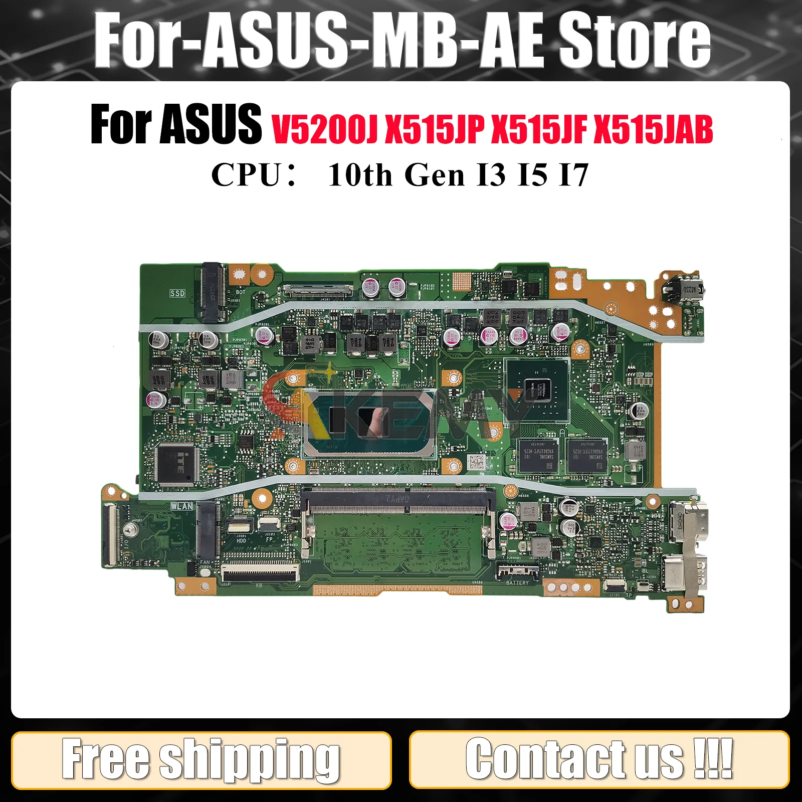 

X415JP Laptop Motherboard For ASUS VivoBook X515JAB X515JF V5200J V4200J X515JP X415J A416J Mainboard With I3 I5 I7 CPU tests OK