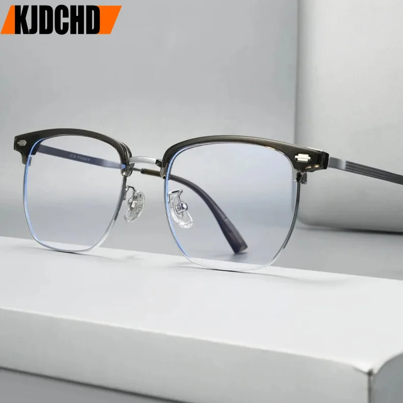 KJDCHD Titan-Brillengestell für Männer und Frauen, Markendesign, Augenbrauen-Brillenfassung, ultraleicht, japanische hochwertige Brillengestelle