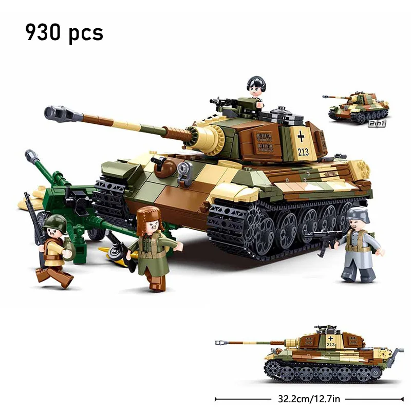 Airplane Plane Bomber Model Construction Toys Military Panzer Tank WW2 Aircraft Army Truck Armored Car Building Blocks For Kids