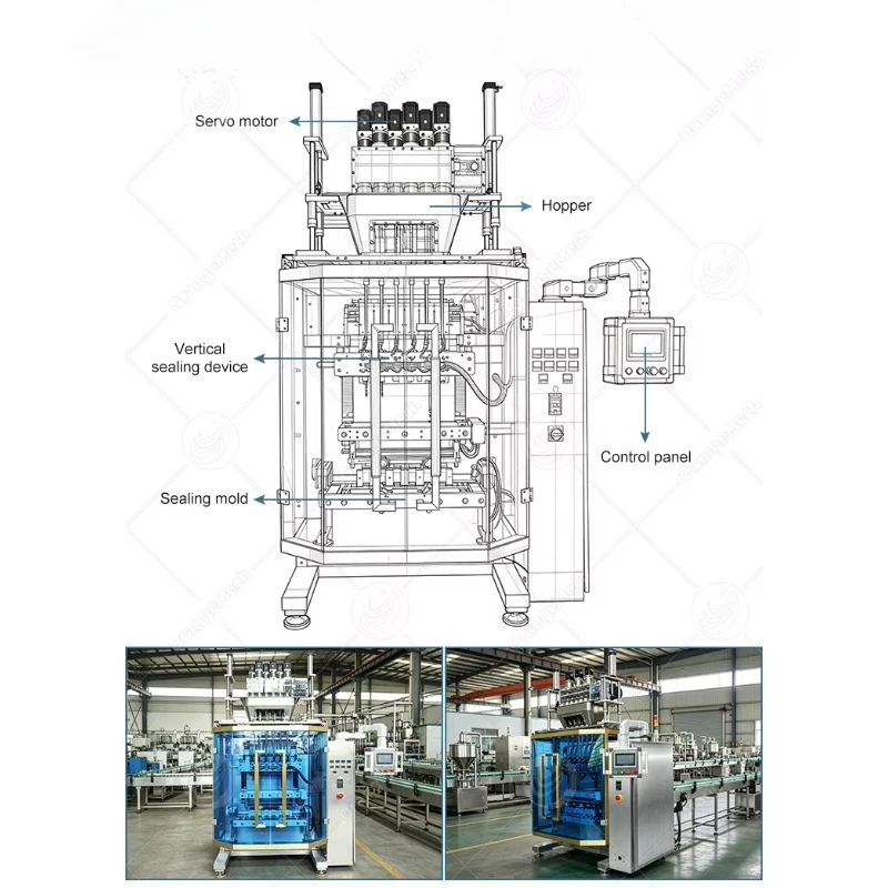 Customized Automatic Coffee Powder Packaging Six Lanes 1-10g Sachet Sugar Packing Machine Granule Packaging Machine