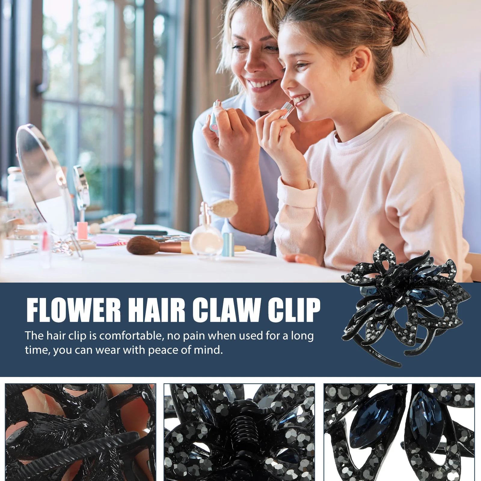 

Rhinestone Flower Claw Clip Decorative Jaw Clips For Women Hair Accessories Small Flower Hairpins Claw Clamps For Thin