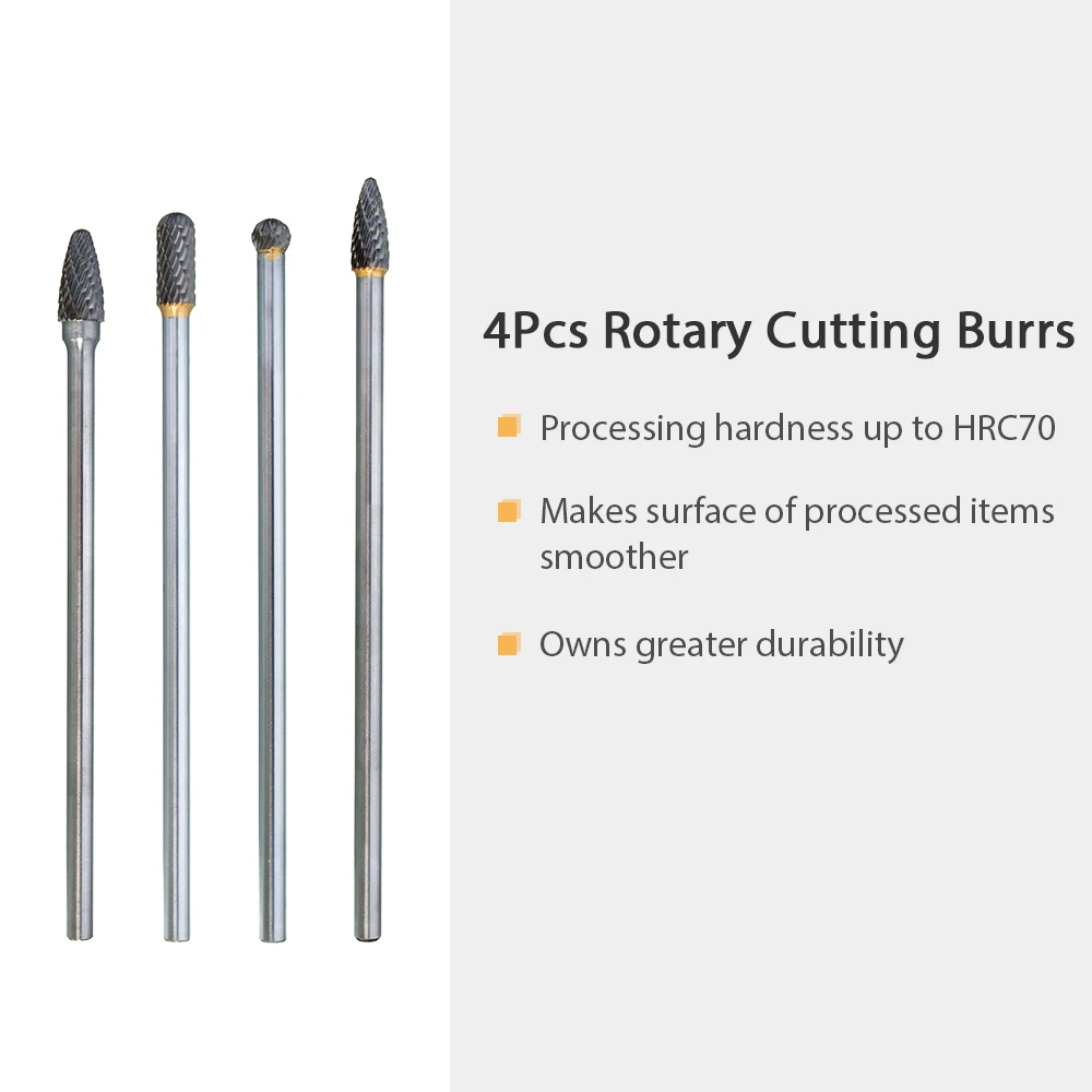 4 шт., вольфрамовая сталь, хвостовик 1/4 дюйма, роторные режущие заусенцы, диаметр режущей кромки 10 мм, длина 150/160 мм для резьбы, полировки, сверления