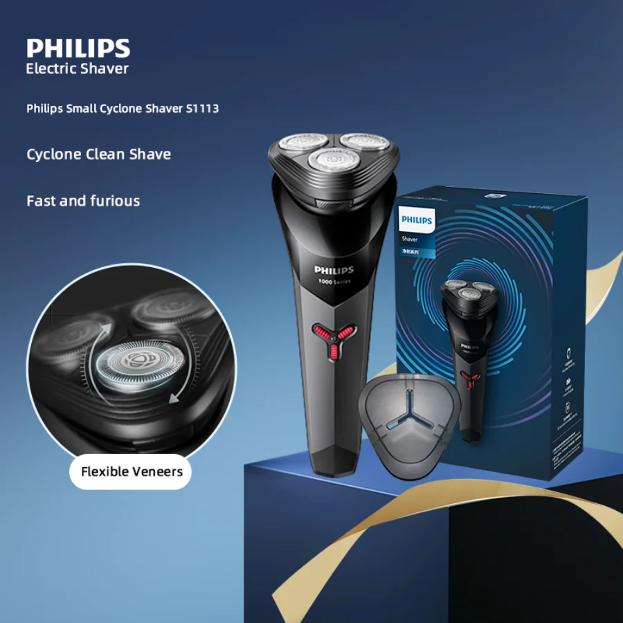 Philips S1113 Electric Shaver for Men USB Charging PowerCut Stainless Steel Blades Ergonomic design Triple floating head