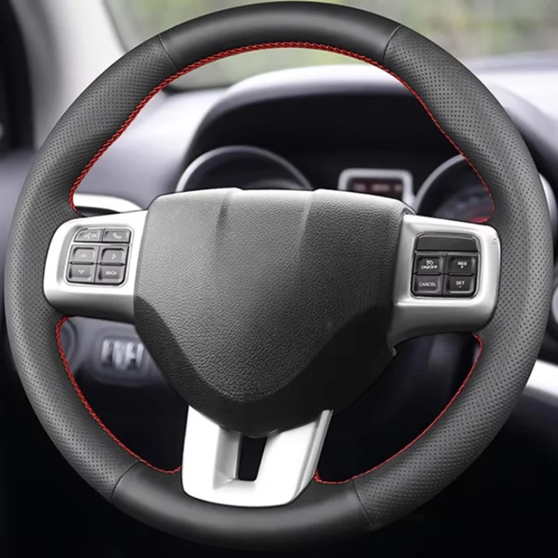 Braid Microfiber Leather Car Steering Wheel Cover For Dodge Grand Caravan Journey Avenger Durango Steering Wrap Car Accessories