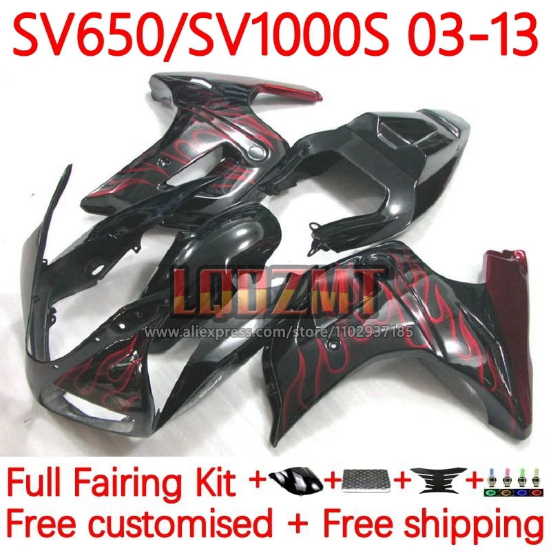 OEM Red flames Body For SUZUKI SV650S SV1000S 03-13 SV 650S 1000S 03 04 05 06 07 08 2009 2010 2011 2012 2013 Fairings 89No.3