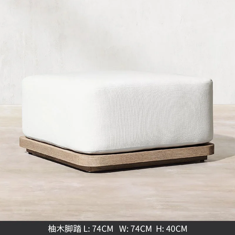 Modern Outdoor Furniture Set Waterproof  Foot Pedal with Teak Wooden Bench & Rattan Cast Sofa Garden Living Room Hotels Meuble