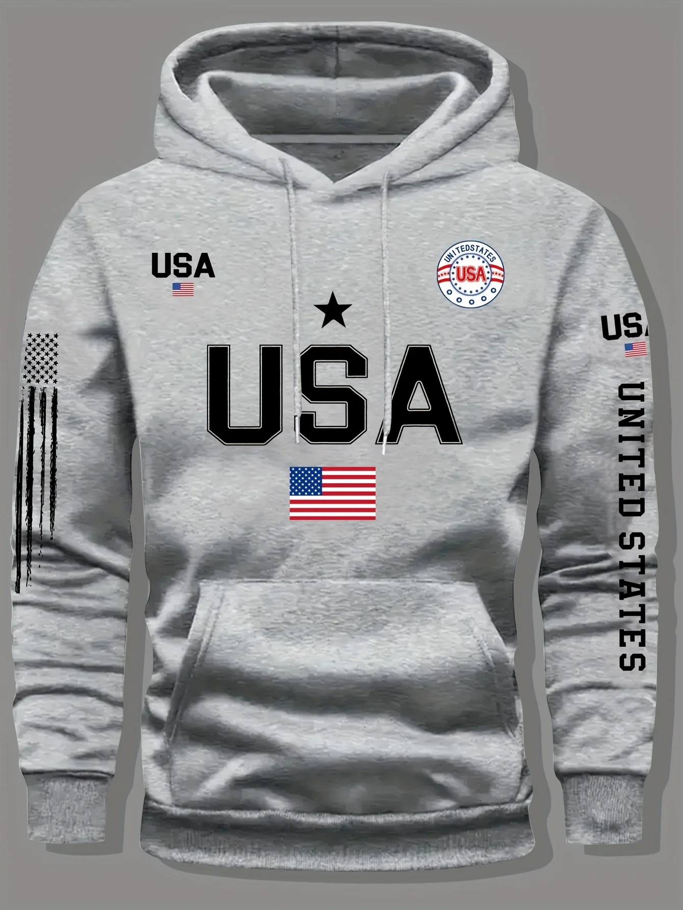 American flag print hoodie, men's fleece sweatshirt, unisex casual pullover, student/couple style, fashionable sweatshirt.