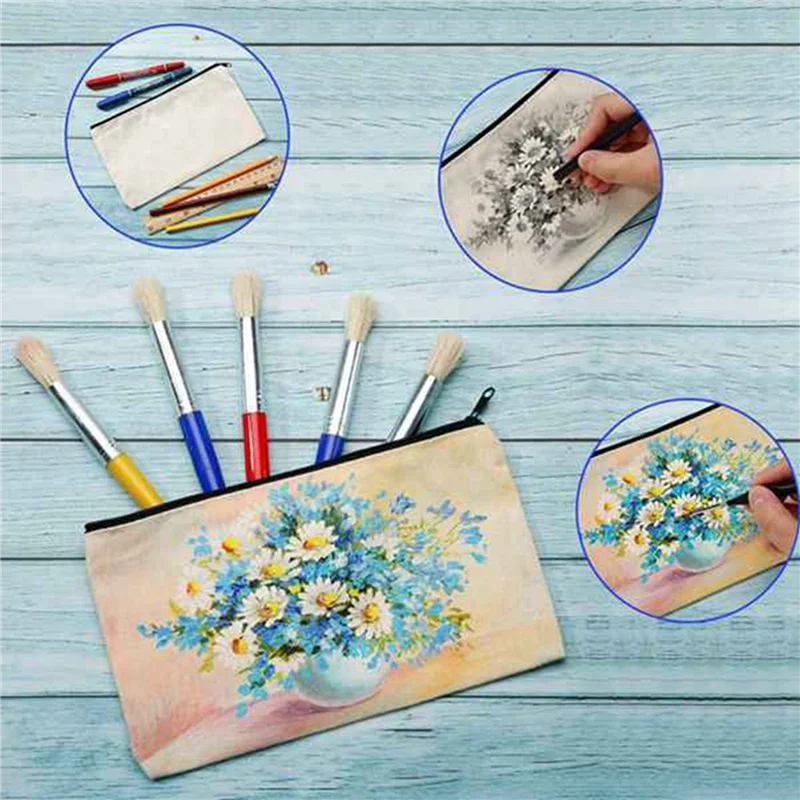 

150Pcs Canvas Zipper Bag Pencil Case Cosmetic Bag Blank Bag DIY Craft Bag Cosmetic Bag Cosmetic Bag DIY Craft School