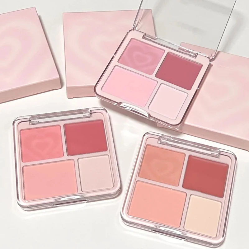 4 Colors Multi-use Cream Blush & Matte Highlight Palette, Brightening Contour Expanding Blush Balm