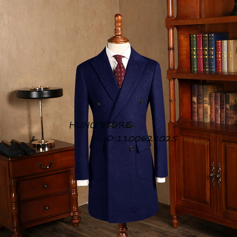 Manteau en laine à double boutonnage pour hommes, robe à revers, veste couvertes personnalisée pour hommes, fête de mariage, hiver