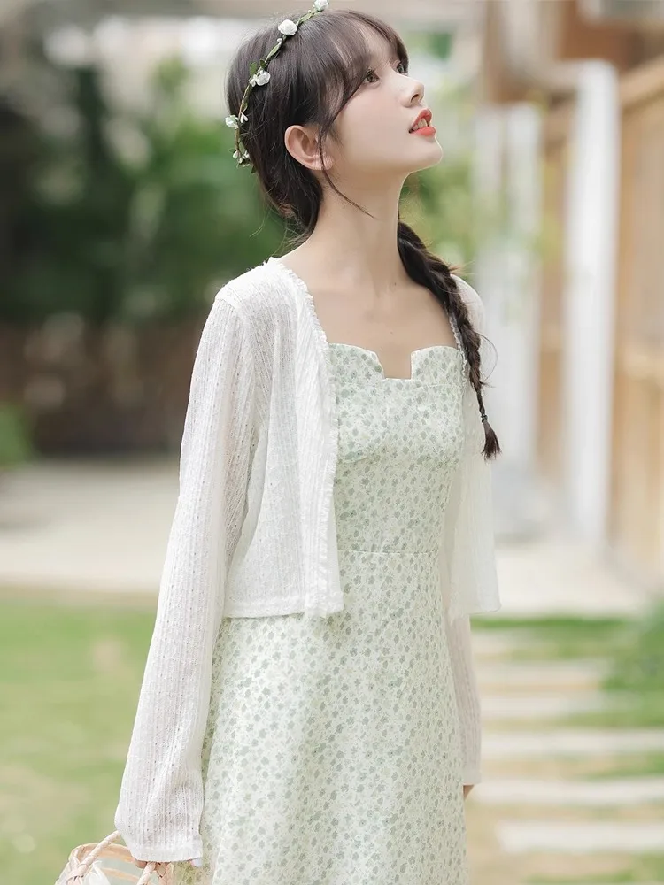 Sling Dress Sun Protection Clothing Shawl Blouse for Women Spring and Summer New Little Jacket Outer Wear Cardigan Thin Fairy