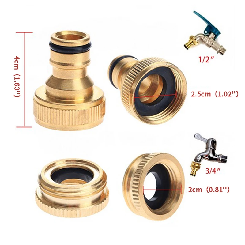 Outside Tap Connector Brass 3/4” & 1/2” Brass Adaptor Threaded Reducer Hose Pipe