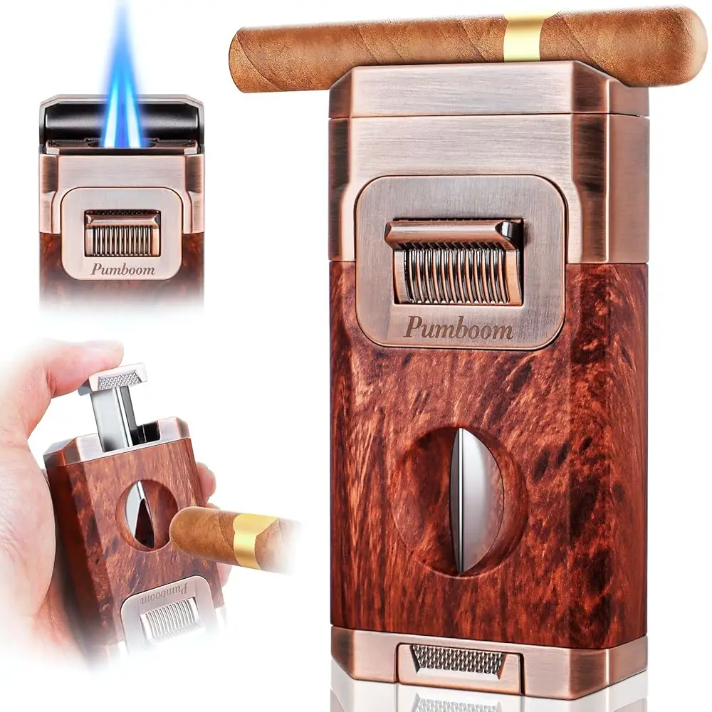 

Ailexpress Recommendation - All-in-One Torch Lighter with Built-in Cigar Cutter, Holder, Dual Windproof Jet Flame, Butane Lighte