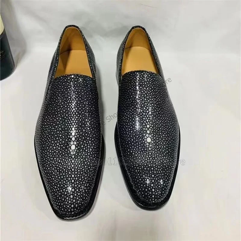 Gray Crystal Patent Leather Men Loafers Fashion Comfort Slip On Men Casual Shoes Luxury Handmade Party Banquet Men Dress Shoes