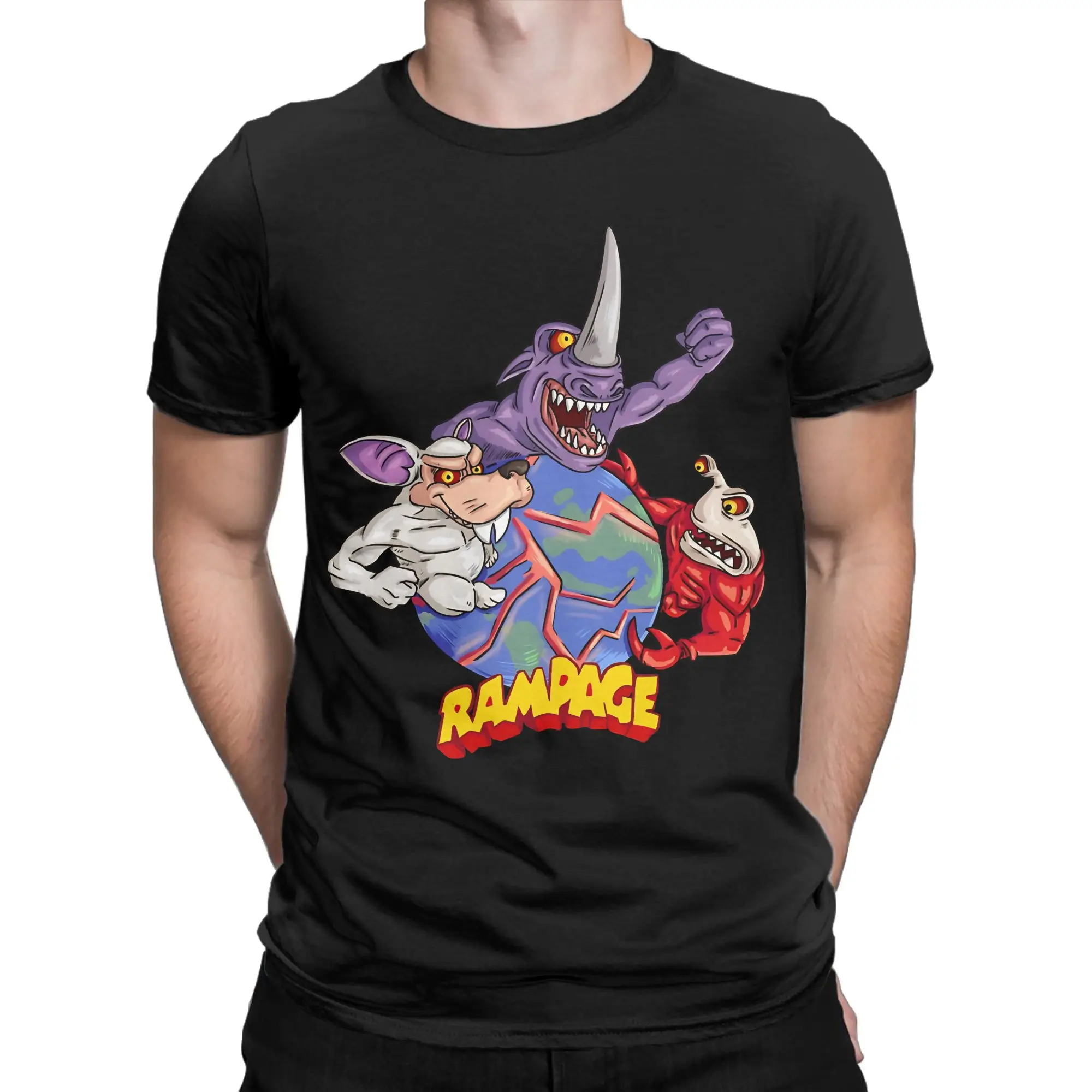 Cartoon Mutant Beast Classic Rampage Graphic 100% Cotton T-Shirt Tops Tees For Men