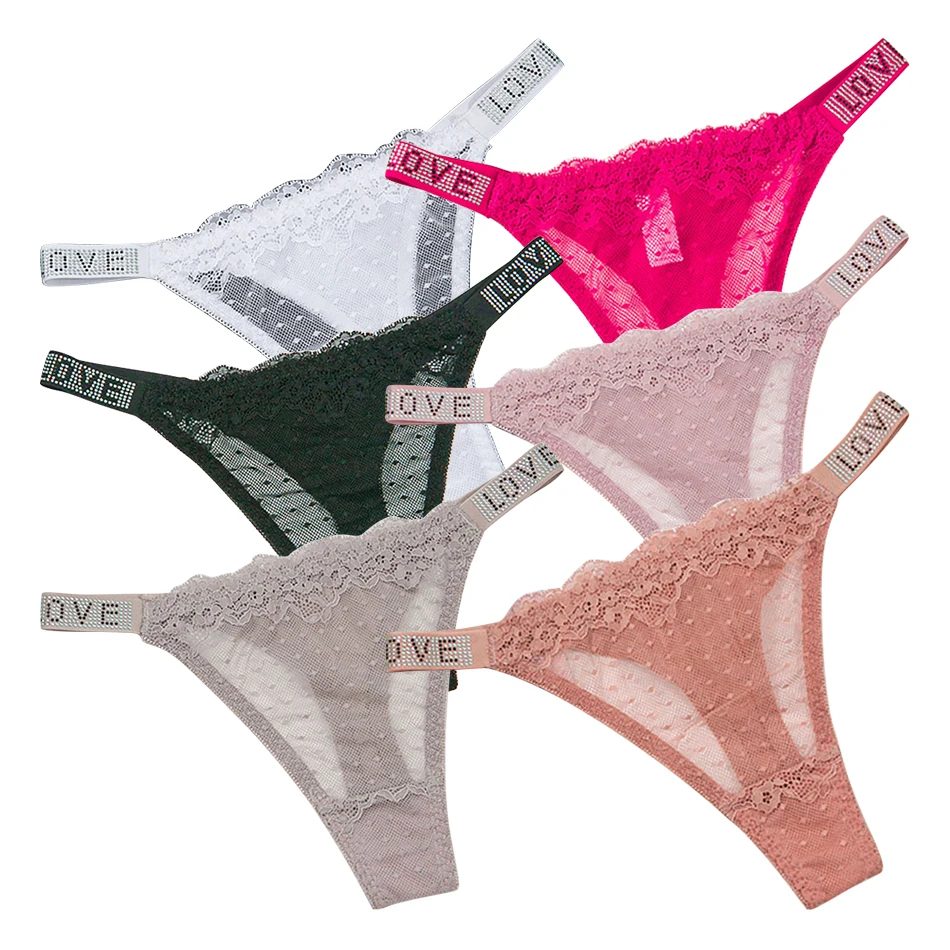 Exquisite Women Thong Panties Delicate Lace and Crystal Accents Panties Luxurious and Comfortable Undergarment Choice