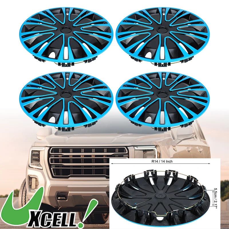 

UXCELL 4 Pcs 14 Inch Universal Car Wheel Rim Hub Cover Stylish Wheel Hub Caps Vehicle Wheel Replacement Parts Clip-On Hubcap