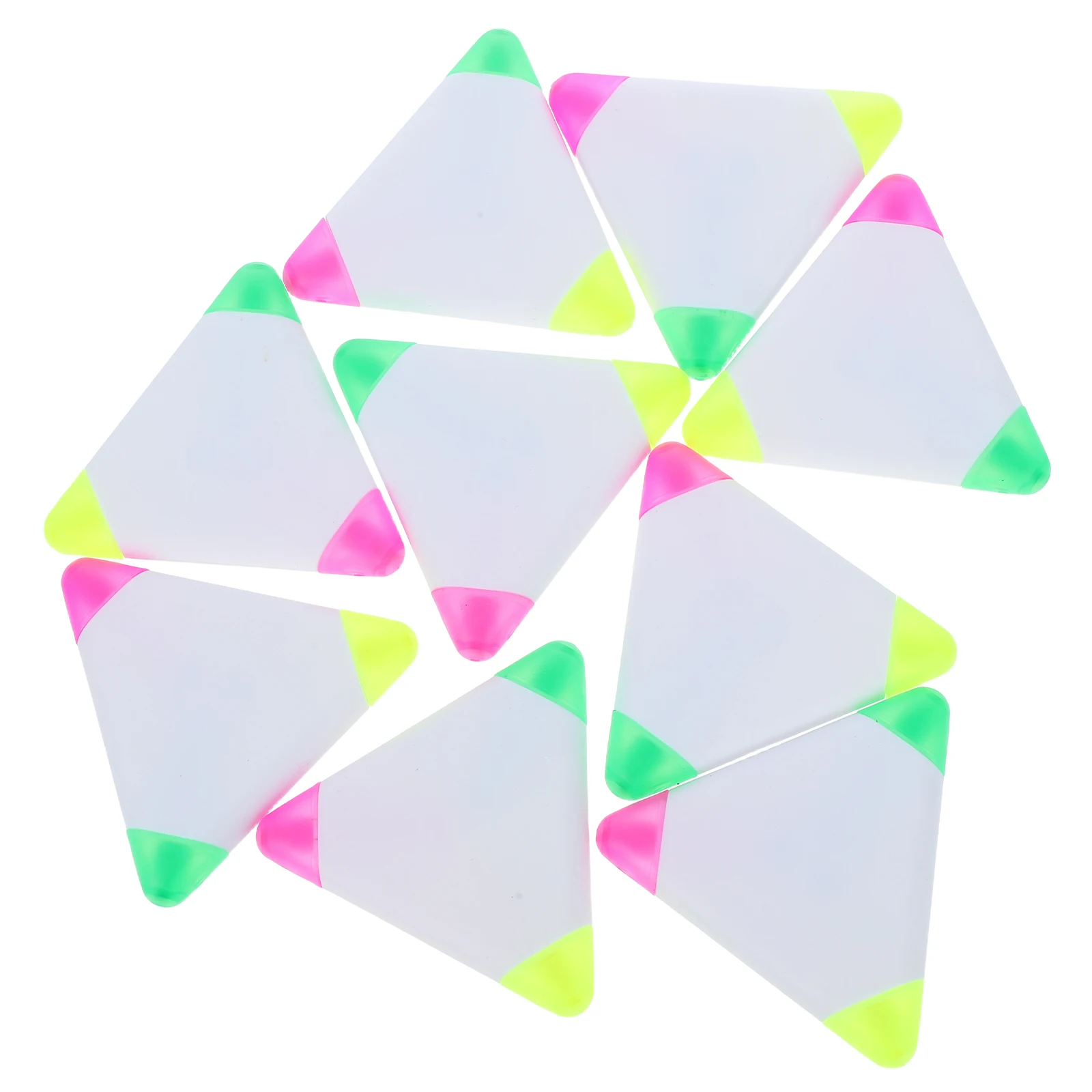 

9pcs Triangular Fluorescent Pens Highlighters Dual Tip Markers Scrapbooking Underlining Stationery Yellow Pink Green Practical
