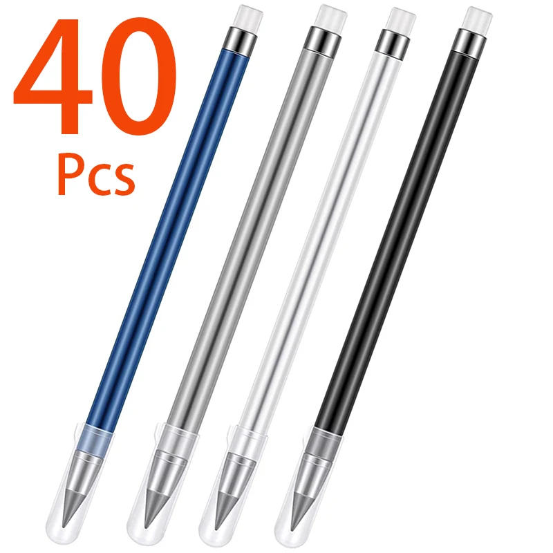 40Pcs Inkless Pencil Everlasting Pencil with Eraser Infinity Pencil for Writing Drawing