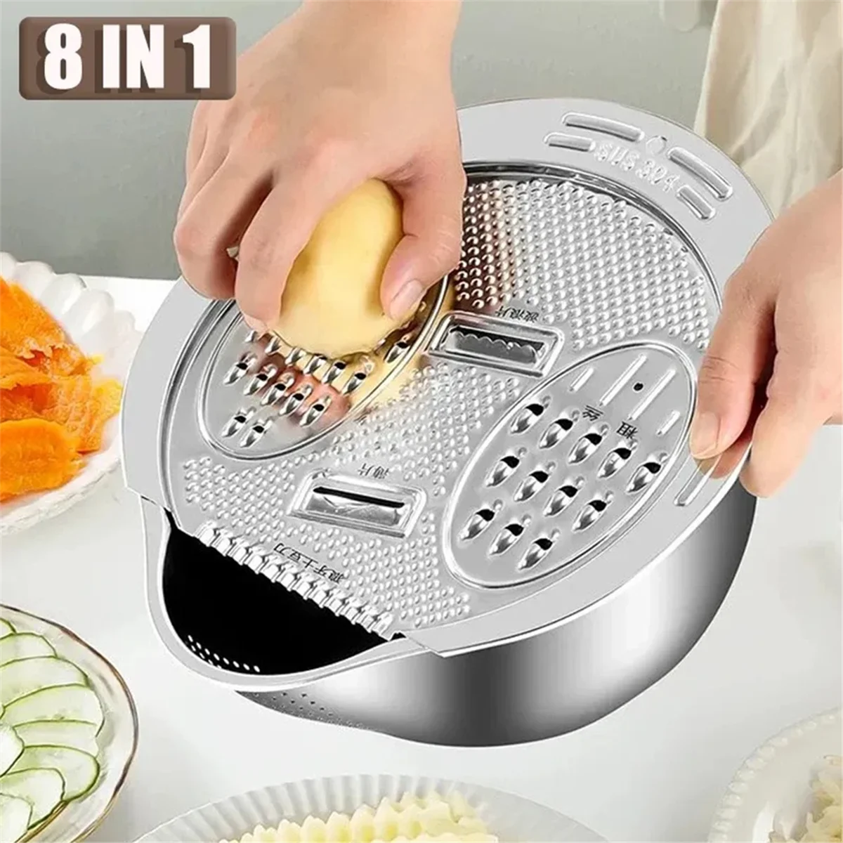 

ATJ2 Multifunctional Kitchen Tool Drain Basin with Grater Rice Washing Basin Vegetable Washing Basin Fruit Drain Basin