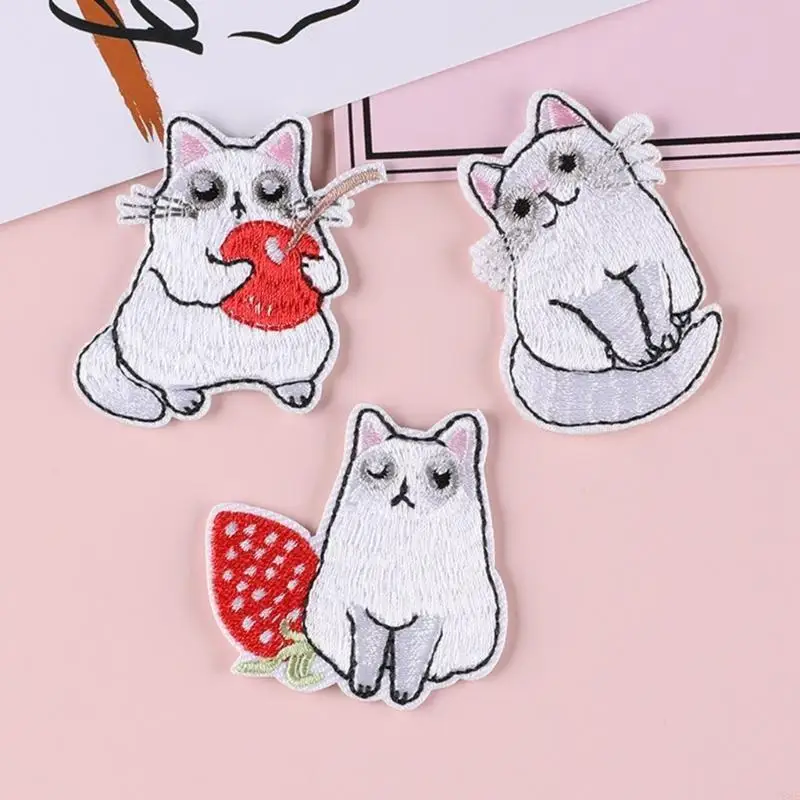 12 PCS CATS WHITE CATS PATCES PATCES PATCES IRON ON