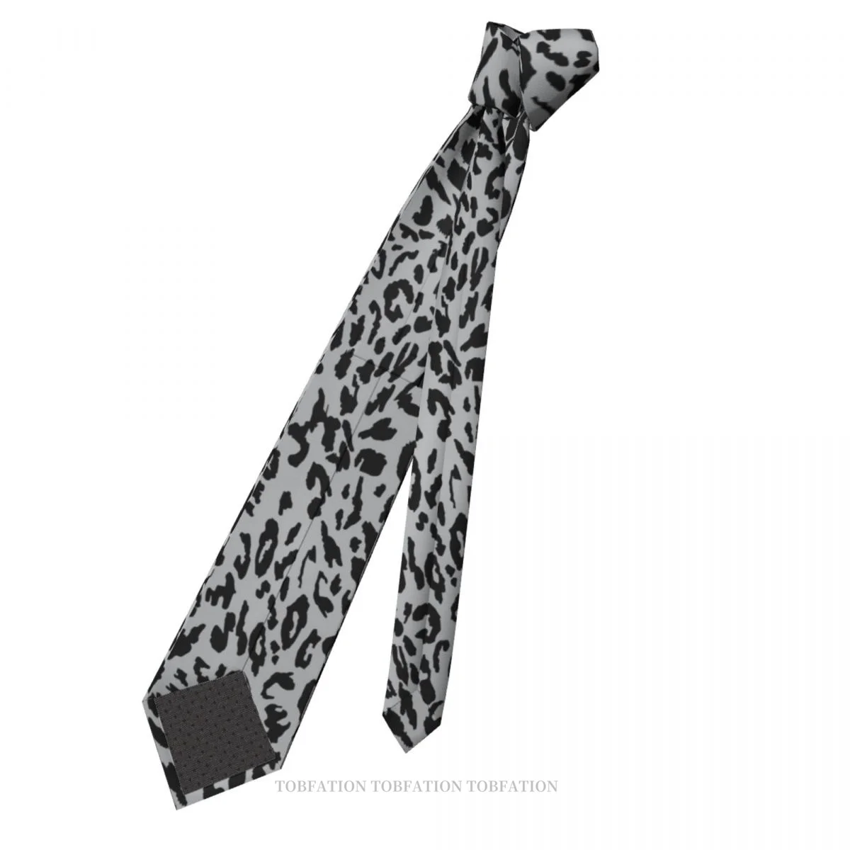 Grey Leopard Print Ties Casual Unisex Neck Tie Daily Wear Narrow Striped Slim Cravat