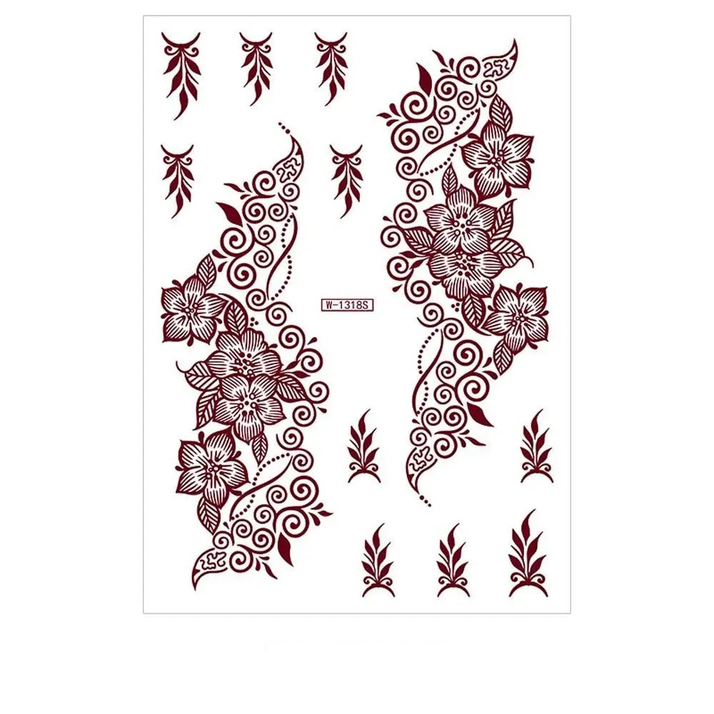 

Red Mehndi Stickers Henna Tattoo Stickers Fake Tattoo for Women Water Transfer Decals Red Henna Tattoo Decals Legs Arm