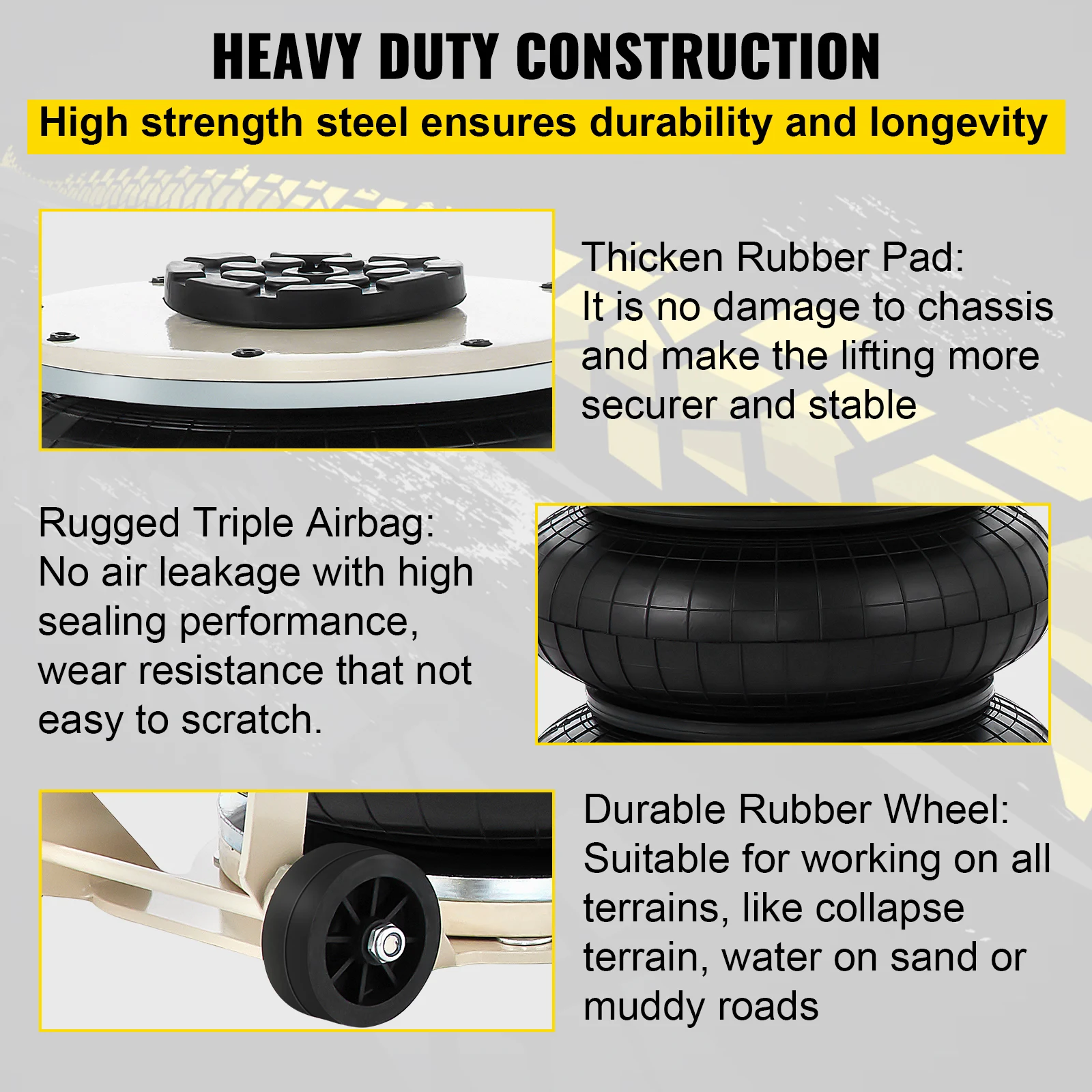 SucceBuy Cric pneumatique 5T, cric gonflable de voiture à triple sac avec cric pneumatique de levage de poignée pour la réparation de levage de voiture