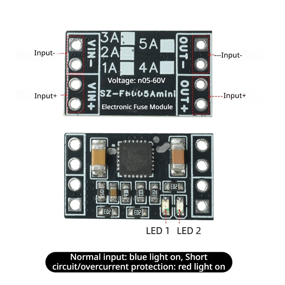 5A Electronic Fuse Module Resettable Overcurrent Short Circuit Protect Soft‑Start Surge Suppression OVP UVP Thermal Protection