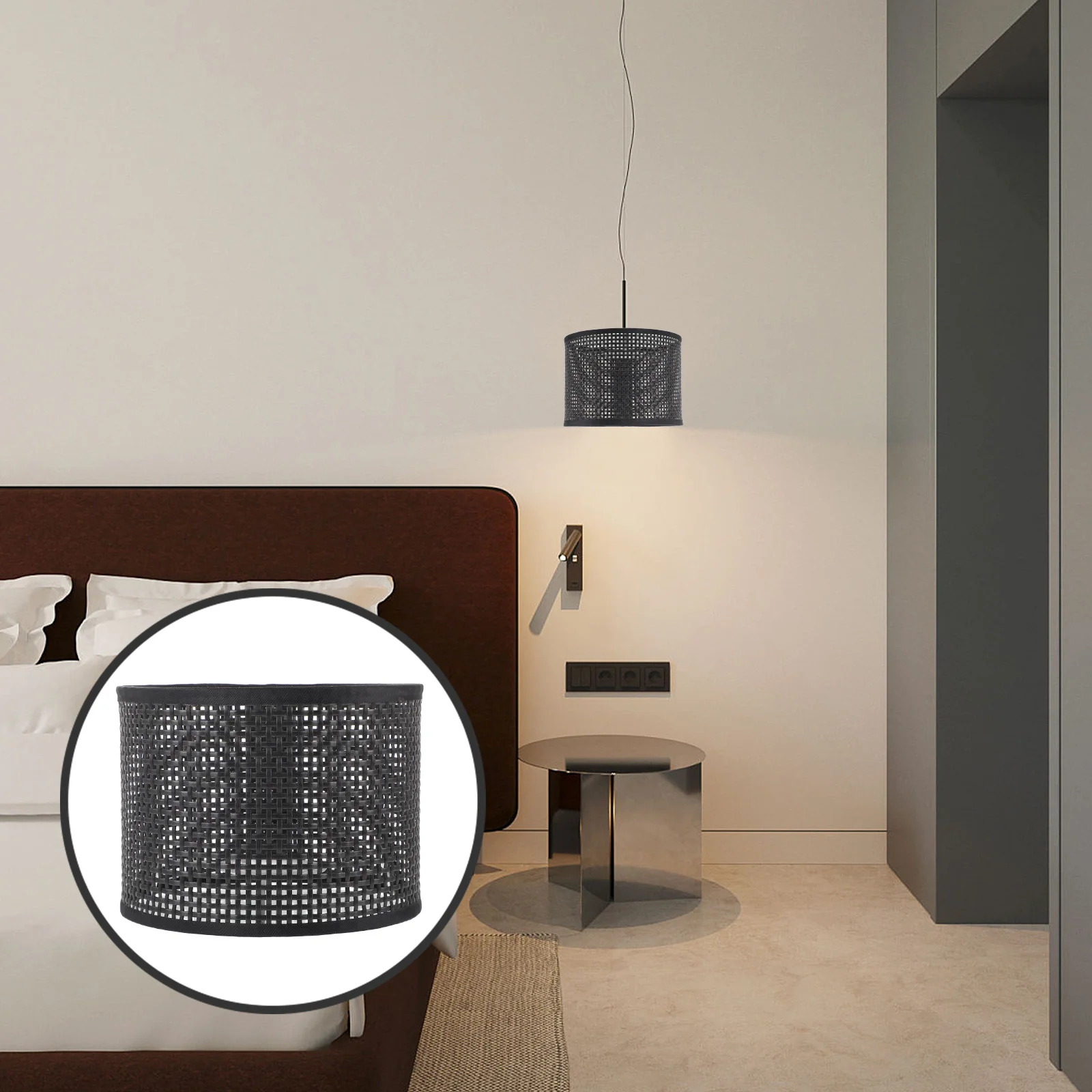 

Plastic Woven Lamp Shade Lightweight Compact Easy Install Rustic Decorative Ceiling Pendant Table Floor Lampshade Unique Drum