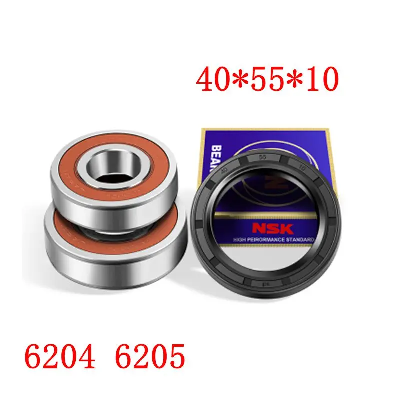 For Sanyo Whirlpool drum washing machine Water seal（40*55*10）+bearings 2 PCs（6204 6205）Oil seal Sealing ring parts