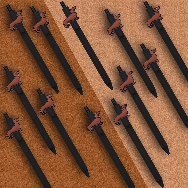 

10pcs/15pcs Sausage Dog Patch Press Ballpoint Pen Office Stationery Press Pen Dog Pattern Ballpoint Pen