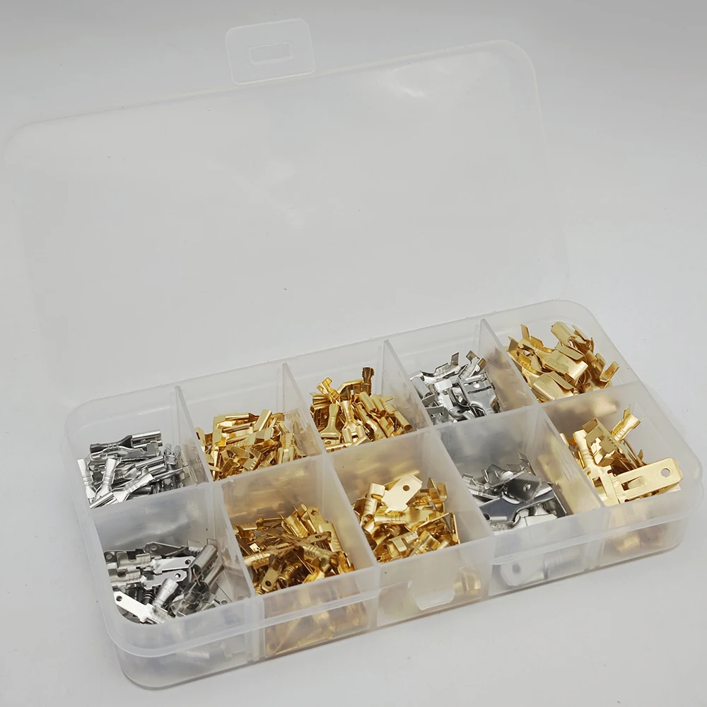 210PCS 2.8mm 4.8mm 6.3mm Wire Spade Connector Male and Female Quick Splice Wire Crimp Terminal Block  Kit for DIY Motorcycle